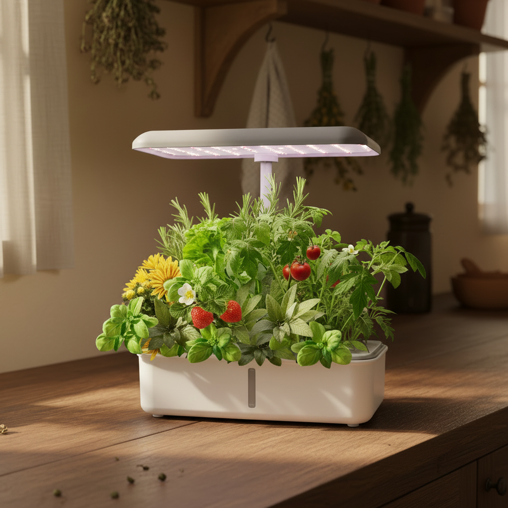 Smart Hydroponics Growing System with WiFi App Control & LED Grow Light